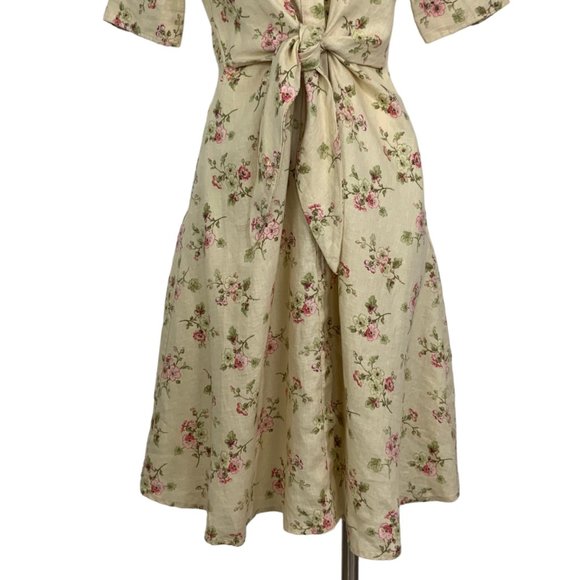Lauren Ralph Lauren Black Label Floral Linen Shirtdress 6 Natural Cottagecore - Picture 8 of 12